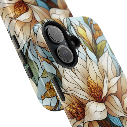 Stain glass Floral Design I-phone Case, Elegant Floral Tough Phone Case - Stylish Protection for Every Occasion, I-phone 13, 14, 15, 16