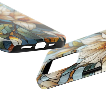 Stain glass Floral Design I-phone Case, Elegant Floral Tough Phone Case - Stylish Protection for Every Occasion, I-phone 13, 14, 15, 16