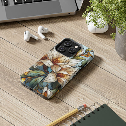 Stain glass Floral Design I-phone Case, Elegant Floral Tough Phone Case - Stylish Protection for Every Occasion, I-phone 13, 14, 15, 16