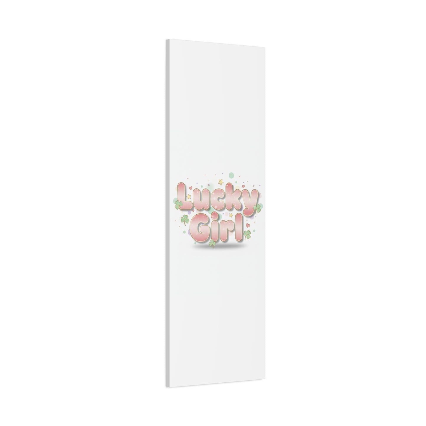 Lucky Girl mantra Canvas, Manifest Luck wall art | 2026 lucky charms, pastel metallic accents