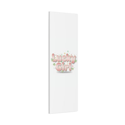 Lucky Girl mantra Canvas, Manifest Luck wall art | 2026 lucky charms, pastel metallic accents