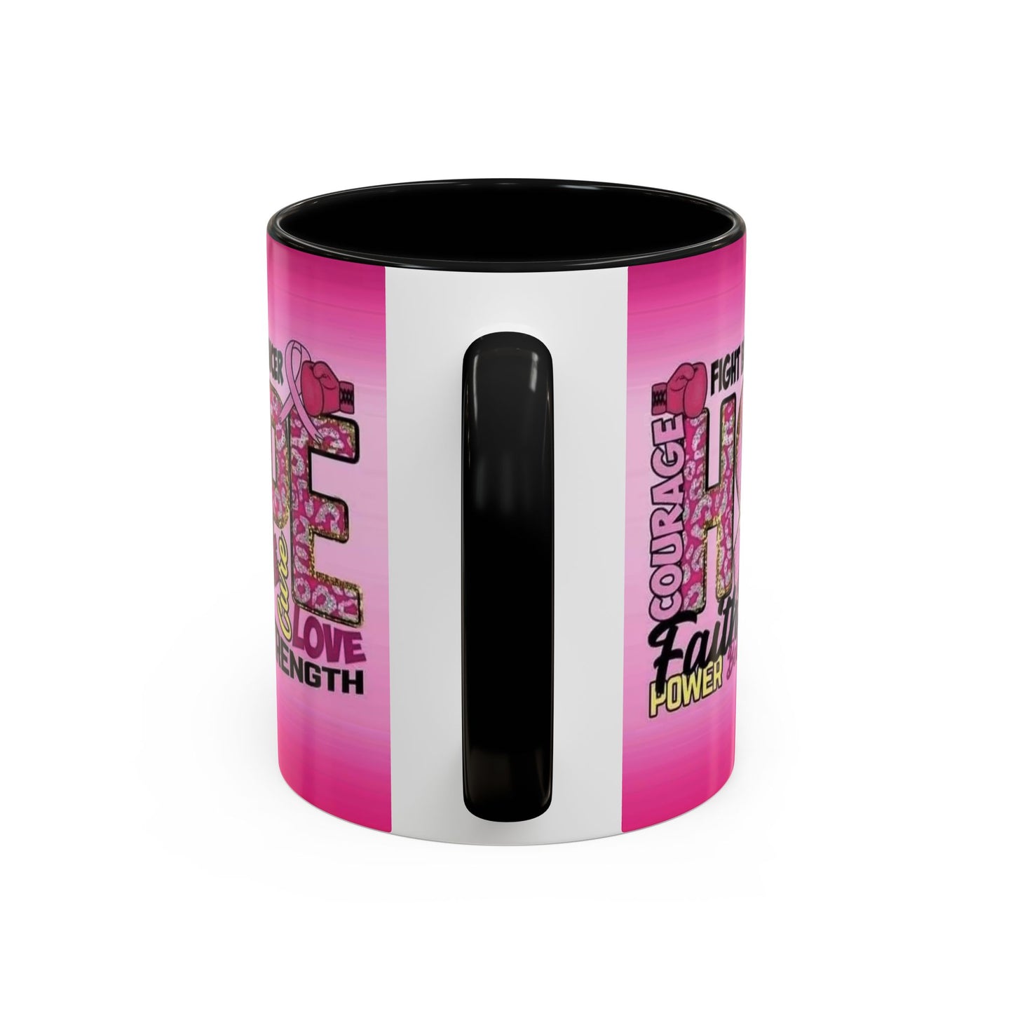 Pink Fight Breast Cancer Two Tone Coffee Mug (11, 15oz)