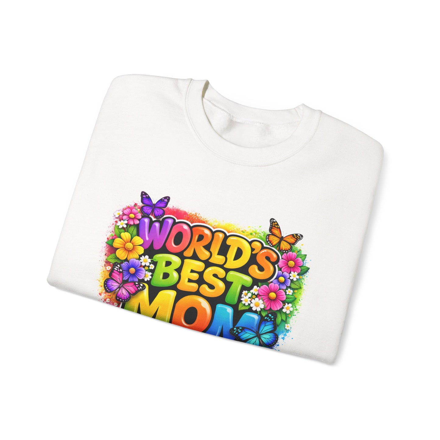 World's Best Mom sweatshirt | colorful floral butterfly retro text