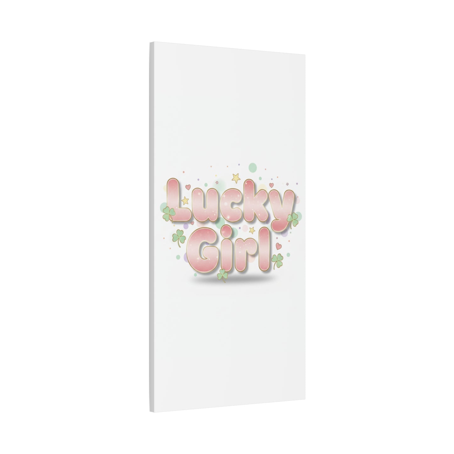 Lucky Girl mantra Canvas, Manifest Luck wall art | 2026 lucky charms, pastel metallic accents