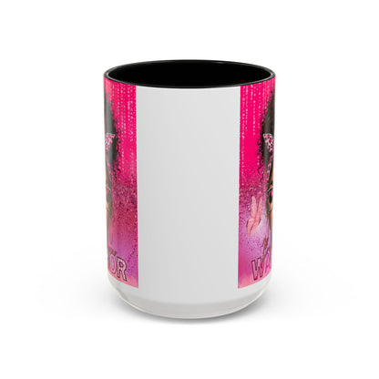 Coffee Mug, Breast Cancer Warrior African American Female Pink 11oz, 15oz, Gift for Her, Survivor, Supporter, Awareness, Inspirational Mug