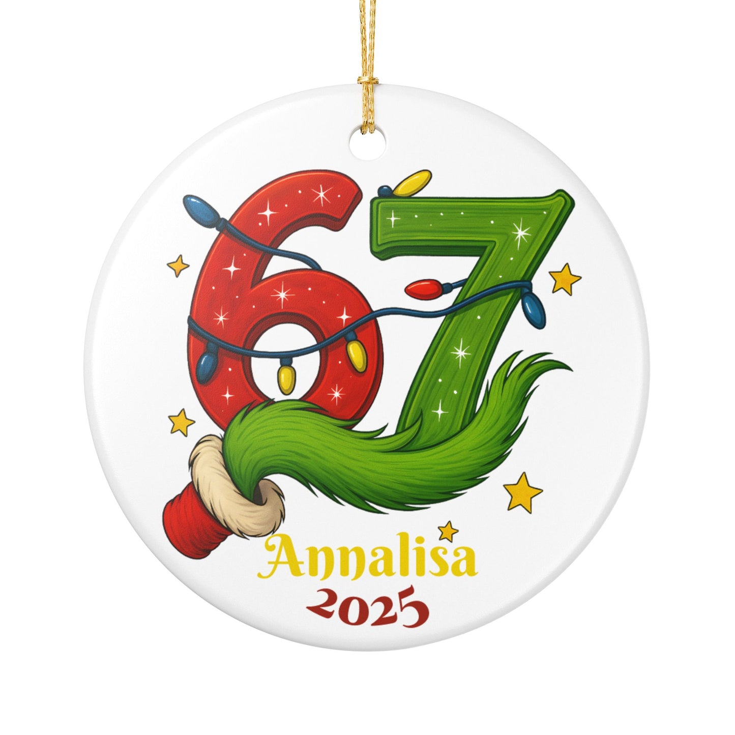 Personalized Grinch Ceramic Ornament Christmas, Viral 67 Ornament 2025, Funny Christmas Decor | Personalized Name | Trending Holiday Gift