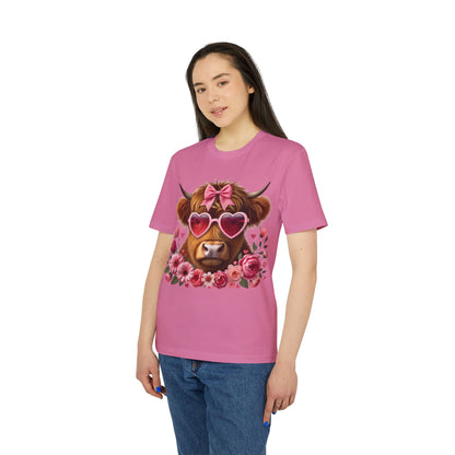 Valentine's Day Pink Cow Unisex T-shirt, Love Heart Animal Tee, Valentine Gift Apparel, Cute Cow Shirt, Valentine's Day Gift