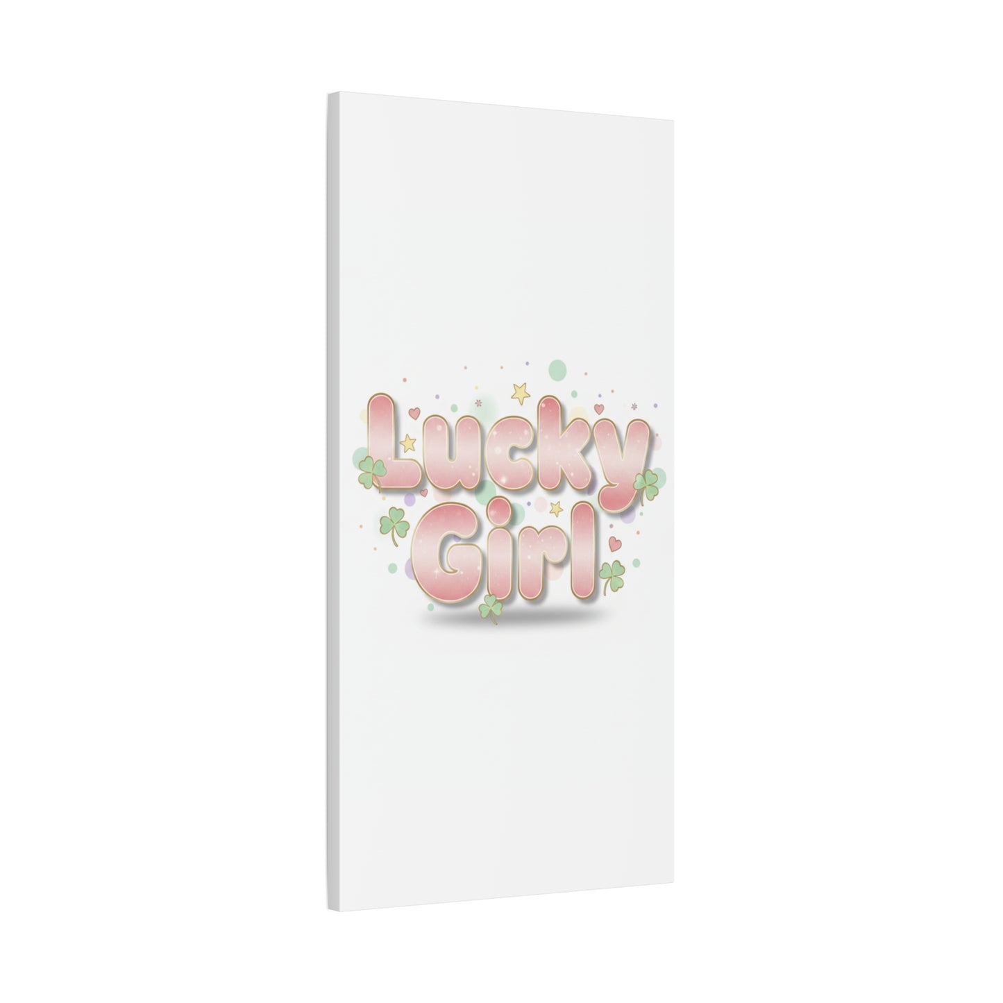 Lucky Girl mantra Canvas, Manifest Luck wall art | 2026 lucky charms, pastel metallic accents