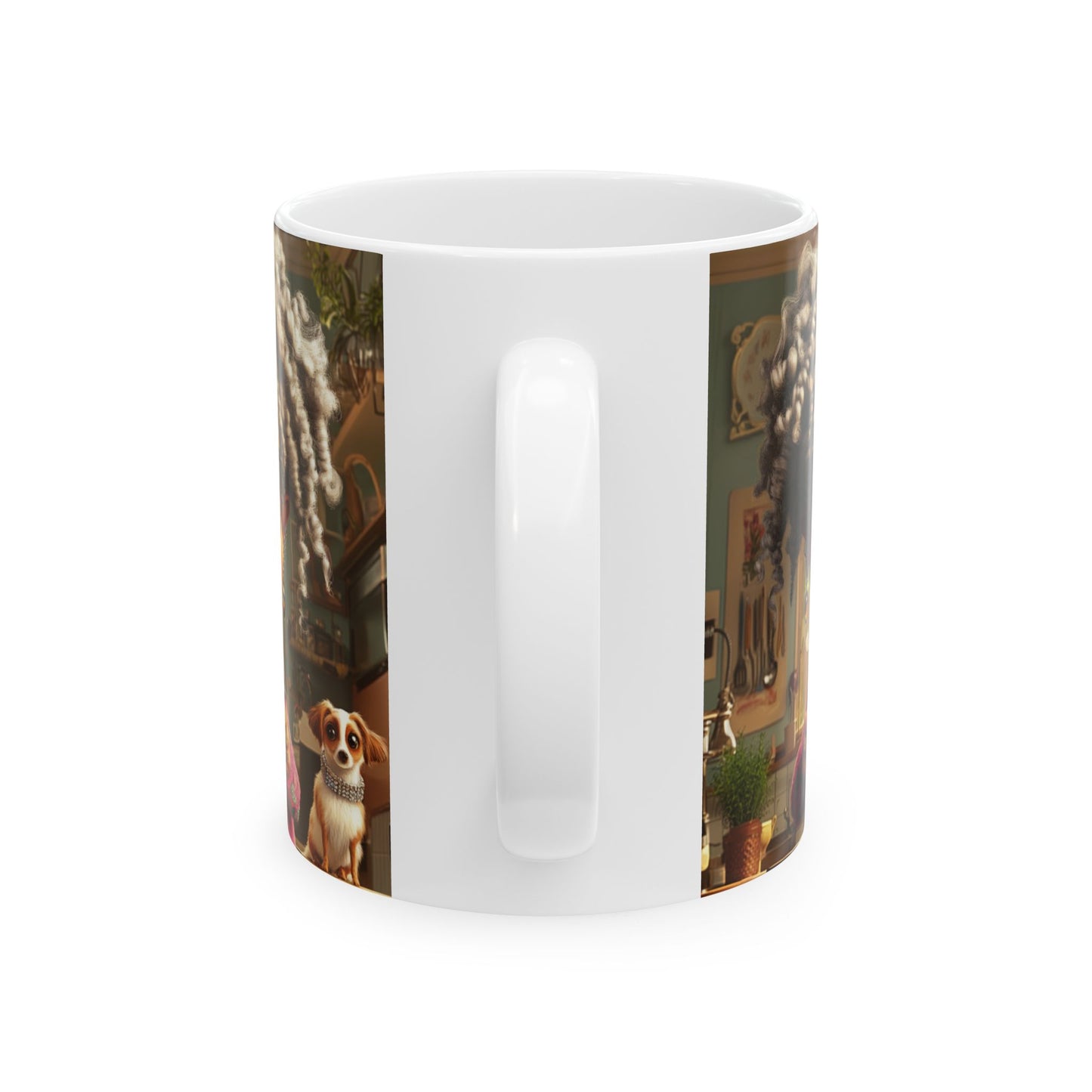 Ceramic Mug - Whimsical Dog Design, Cute Coffee Cup for Dog Lovers, Cozy Artistic Gift, Funny Grandma Mug, Playful Mug