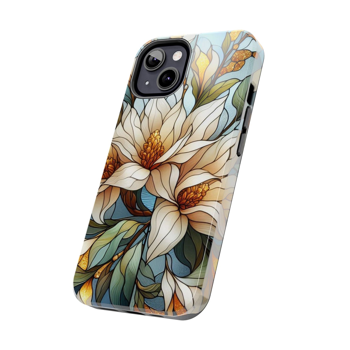 Stain glass Floral Design I-phone Case, Elegant Floral Tough Phone Case - Stylish Protection for Every Occasion, I-phone 13, 14, 15, 16