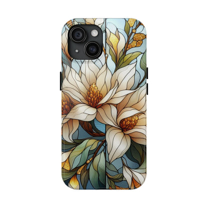 Stain glass Floral Design I-phone Case, Elegant Floral Tough Phone Case - Stylish Protection for Every Occasion, I-phone 13, 14, 15, 16