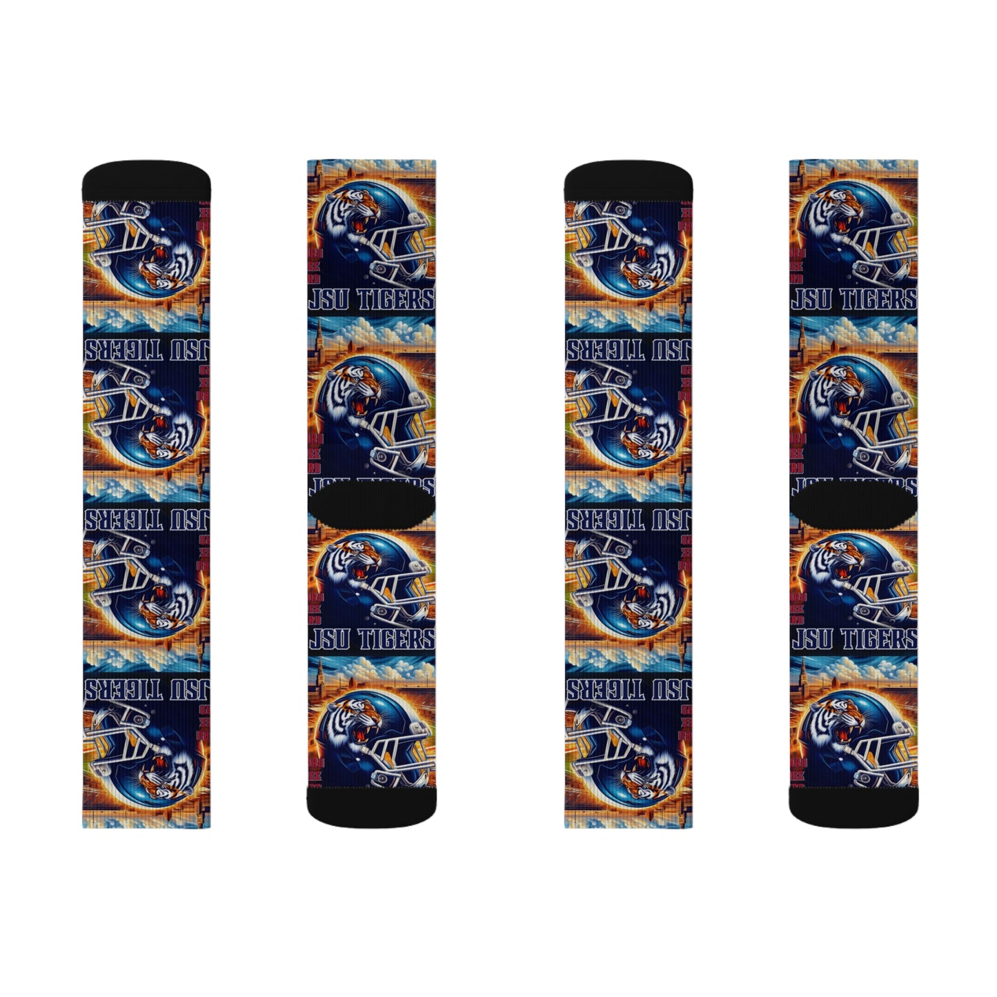 Sublimation Sock Design JSU Tigers Socks, Jackson State University Fan Gear, JSU Tiger Mascot Crew Socks, HBCU Pride Gift for Him or Her