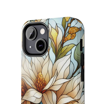 Stain glass Floral Design I-phone Case, Elegant Floral Tough Phone Case - Stylish Protection for Every Occasion, I-phone 13, 14, 15, 16