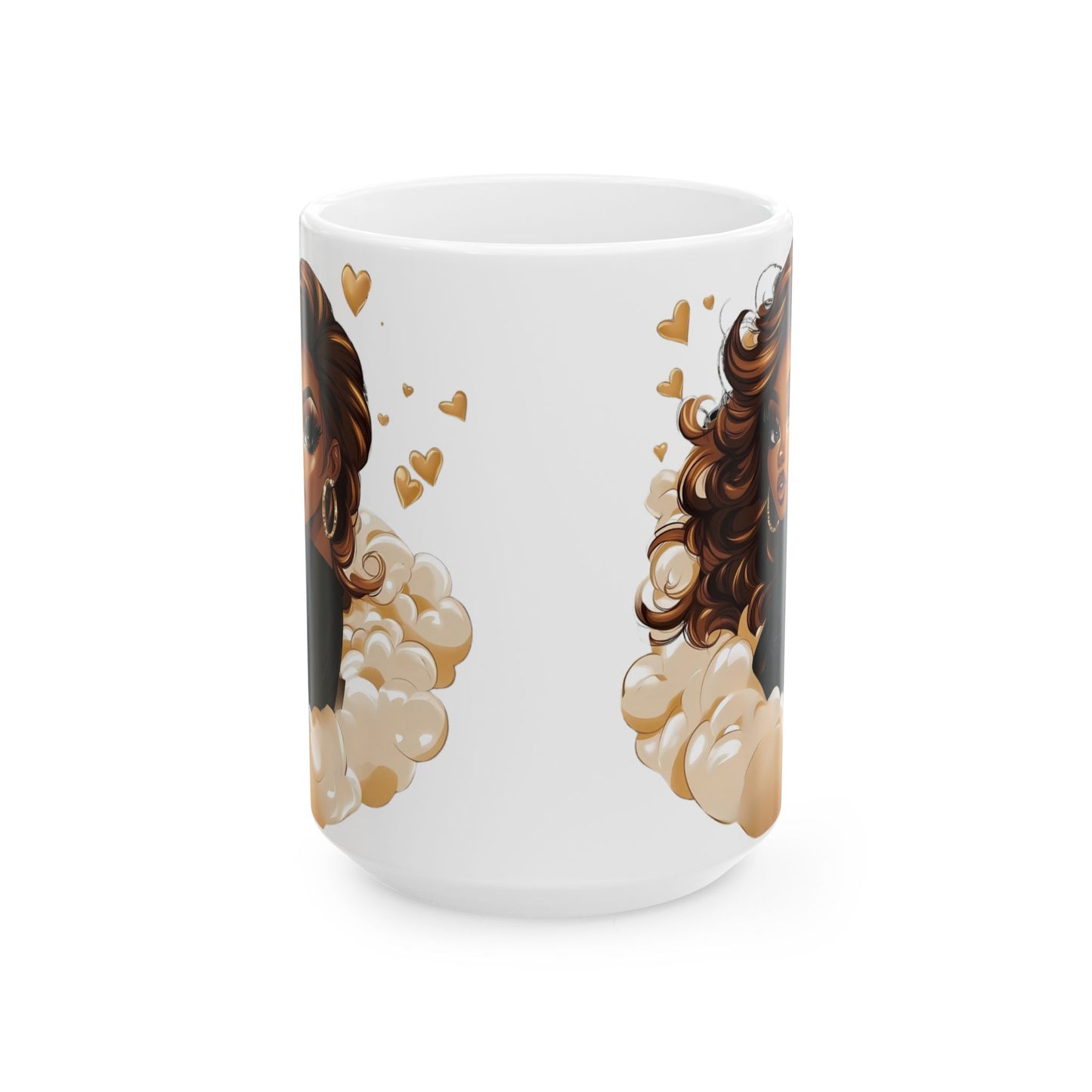 Empowered Woman Ceramic Mug, Boho Coffee Cup, Gift for Her, Inspirational Mug, Black Woman Art, 11oz 15oz