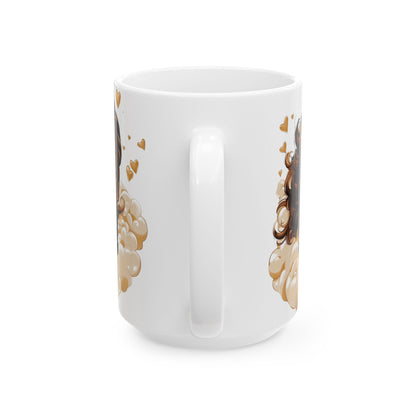 Empowered Woman Ceramic Mug, Boho Coffee Cup, Gift for Her, Inspirational Mug, Black Woman Art, 11oz 15oz