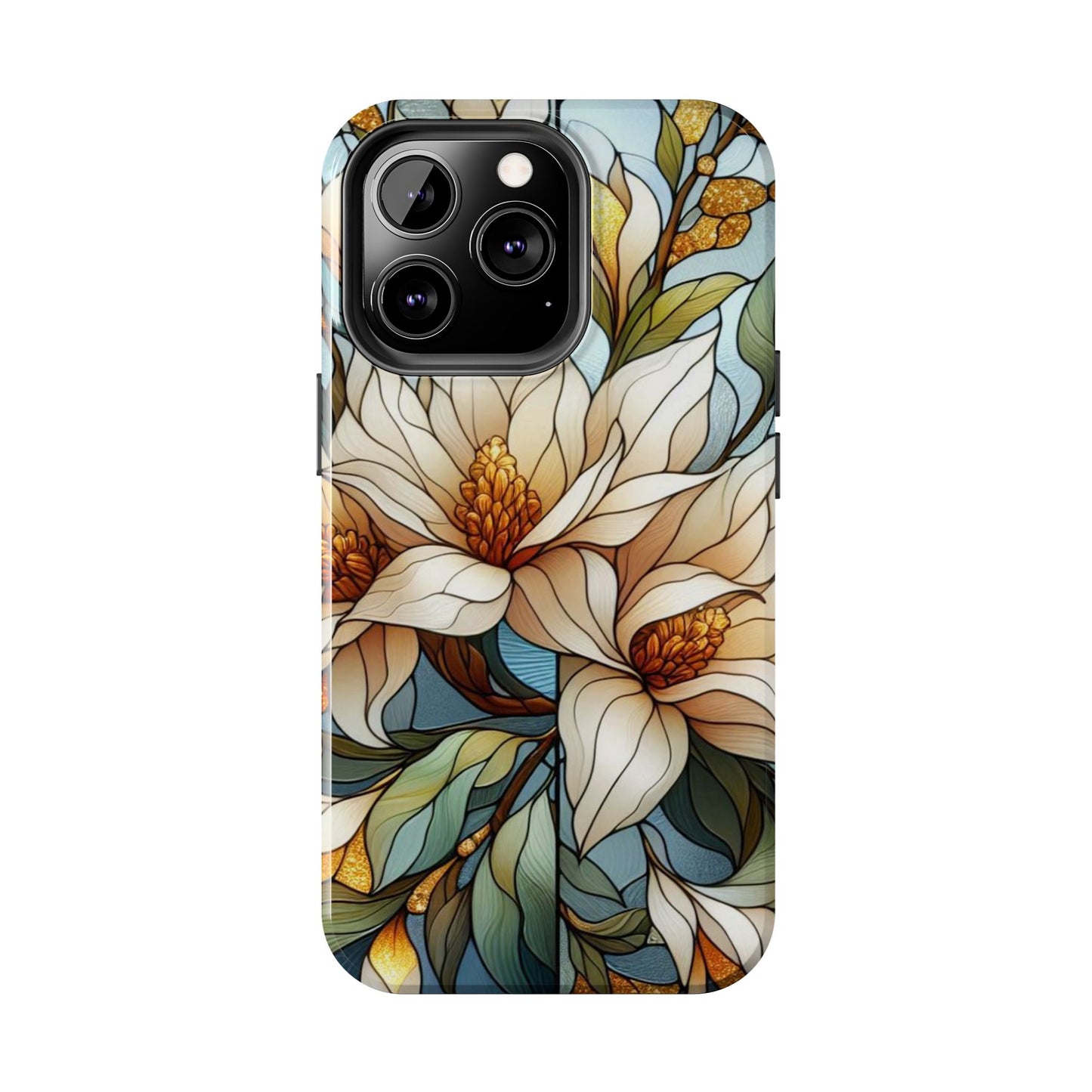 Stain glass Floral Design I-phone Case, Elegant Floral Tough Phone Case - Stylish Protection for Every Occasion, I-phone 13, 14, 15, 16