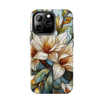 Stain glass Floral Design I-phone Case, Elegant Floral Tough Phone Case - Stylish Protection for Every Occasion, I-phone 13, 14, 15, 16