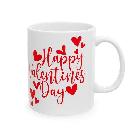 Valentine's Day Ceramic Mug, Red and White Valentine's Mug, Happy Valentine's Day Coffee Cup, Love Heart Tea Mug, Valentine's Day Gift Mug,