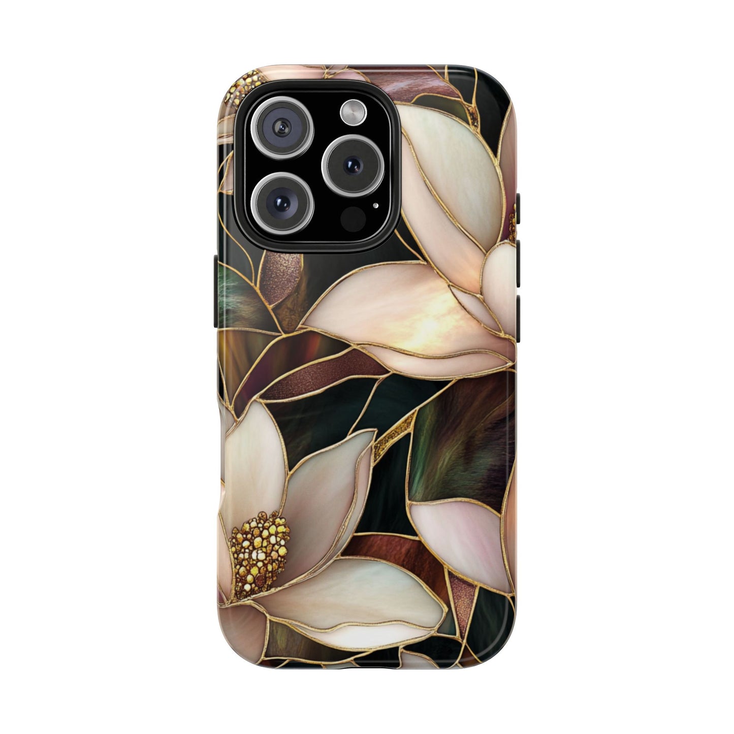 Stain glass Floral Design I-phone Case, Elegant Floral Tough Phone Case - Stylish Protection for Every Occasion, I-phone 13, 14, 15, 16