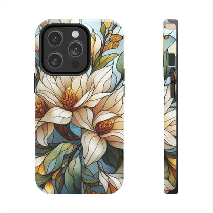 Stain glass Floral Design I-phone Case, Elegant Floral Tough Phone Case - Stylish Protection for Every Occasion, I-phone 13, 14, 15, 16