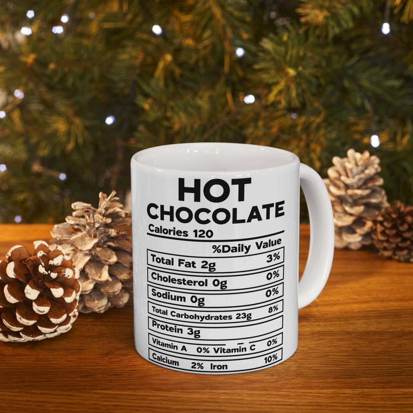 Hot Chocolate Mug, Nutrional Facts Hot Chocolate Coffee Cup, Christmas Gift, Ceramic Mug, 11oz, 15oz