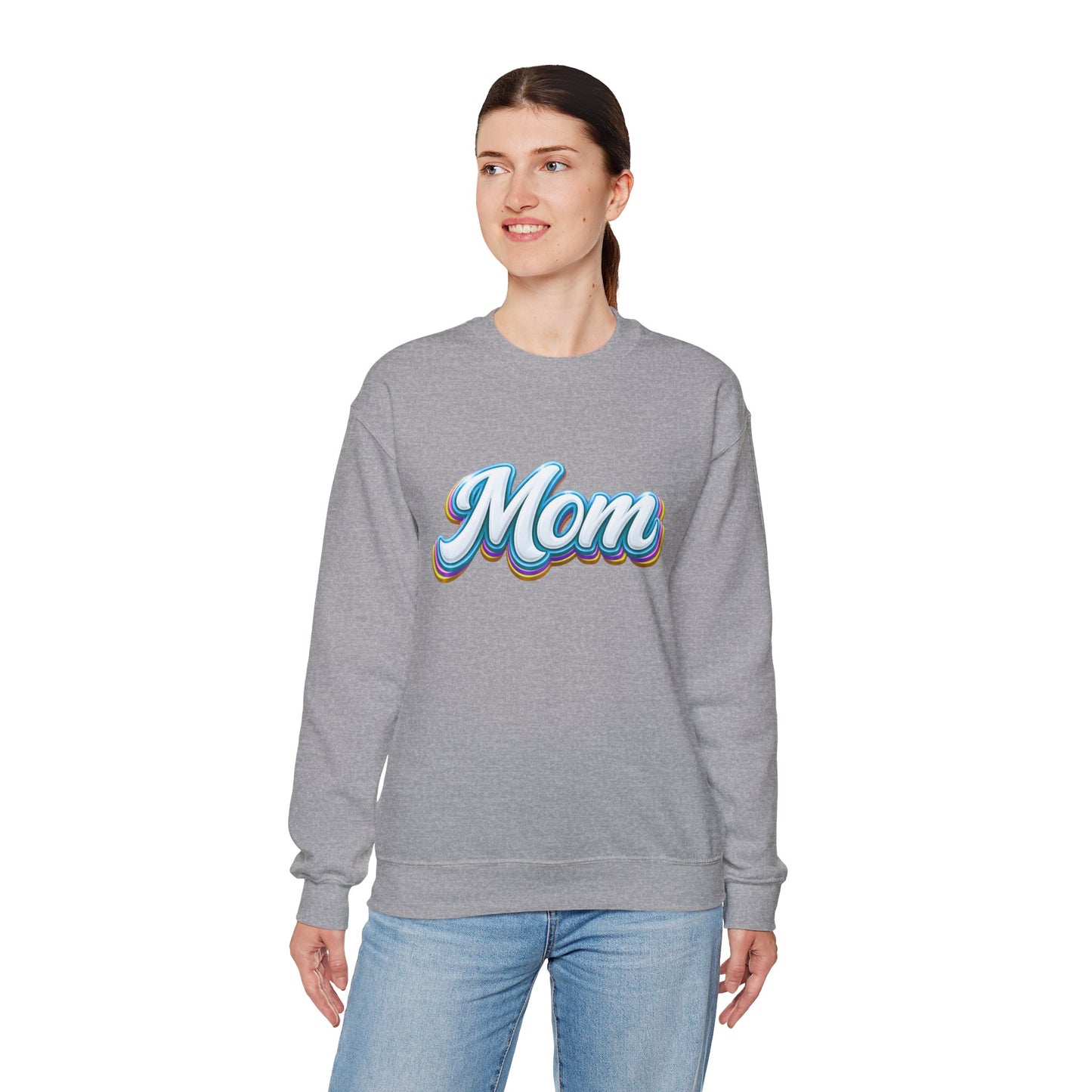 Retro Rainbow 'Mom' Script Sweatshirt | Mother's Day, Mom Shirt