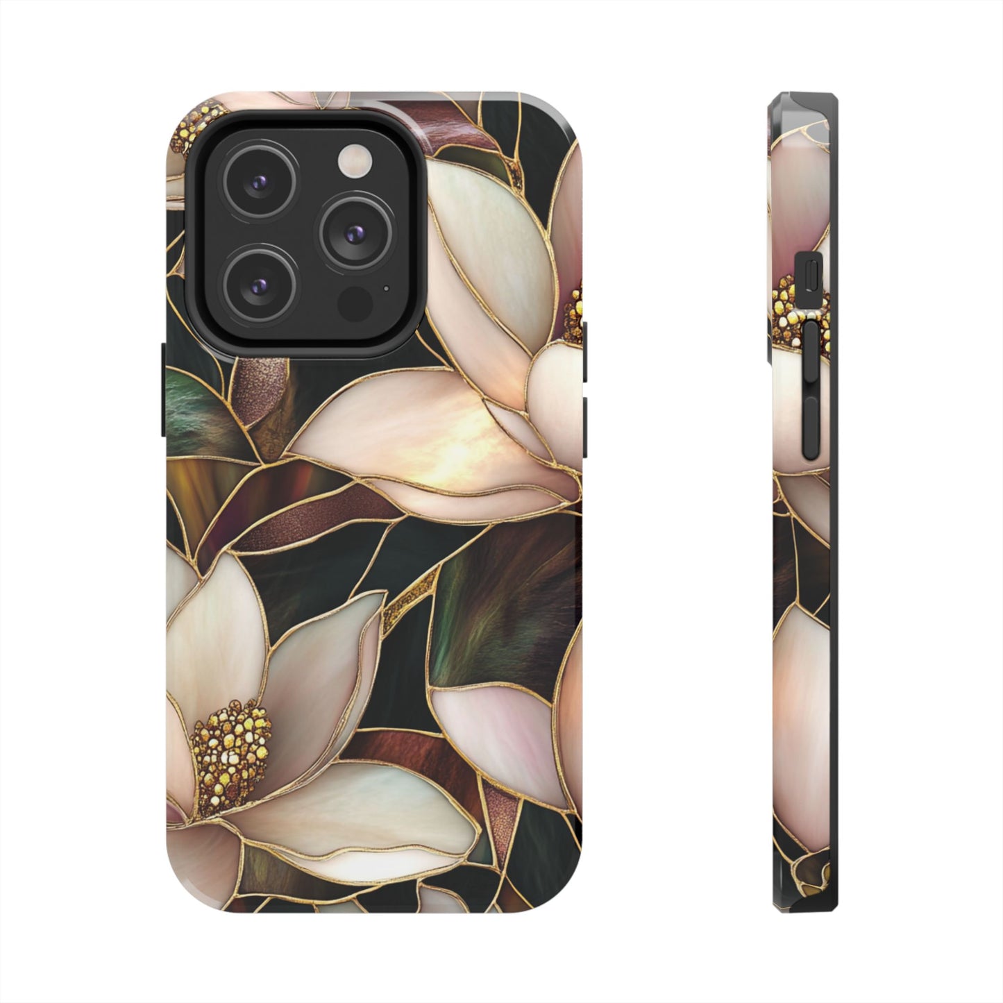 Stain glass Floral Design I-phone Case, Elegant Floral Tough Phone Case - Stylish Protection for Every Occasion, I-phone 13, 14, 15, 16