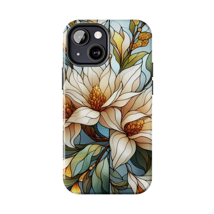 Stain glass Floral Design I-phone Case, Elegant Floral Tough Phone Case - Stylish Protection for Every Occasion, I-phone 13, 14, 15, 16