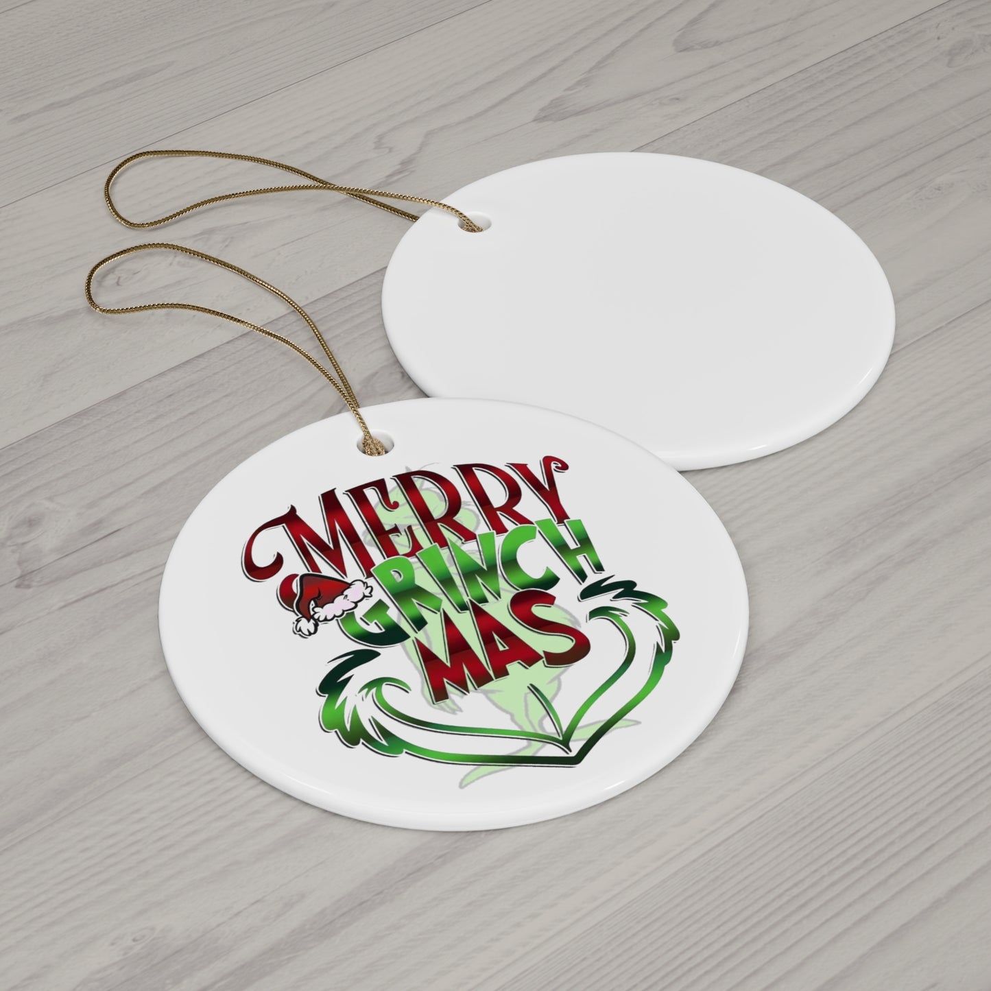 Merry Grinchmas Ornament, Grinch Ornament, Snowflake Ornament, Circle Christmas Ornament, Ceramic Ornaments, Holiday Decor
