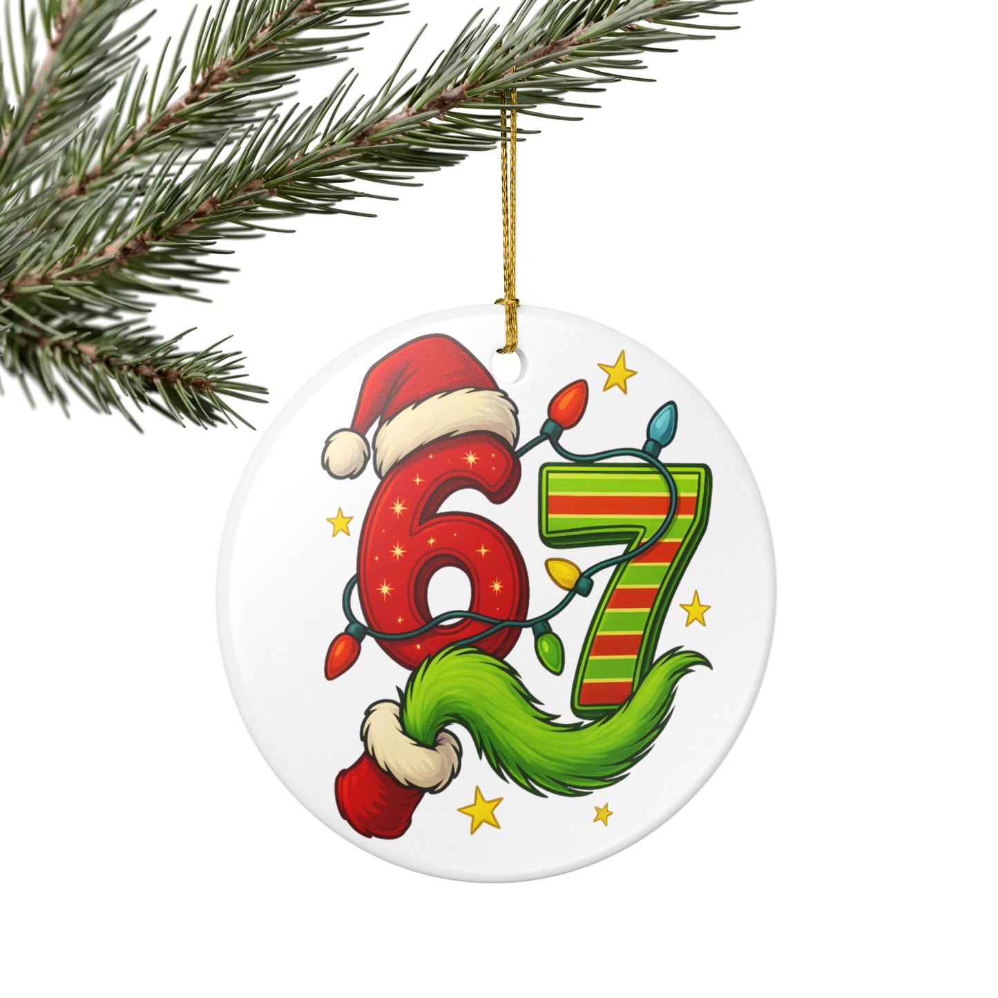 Christmas 67 Number Ornament ceramic ornament | Viral Holiday Decoration