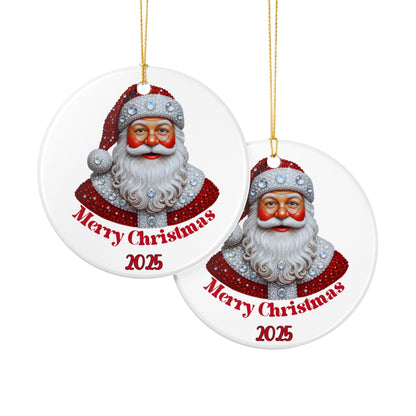 Vintage Santa portrait Ceramic Ornament | Merry Christmas 2025