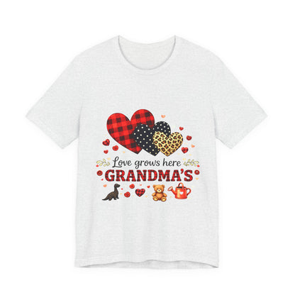 Love Grows Here- Grandmas Garden Heart TShirt | Cozy Country Valentine Tee for Grandmothers