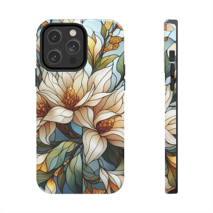Stain glass Floral Design I-phone Case, Elegant Floral Tough Phone Case - Stylish Protection for Every Occasion, I-phone 13, 14, 15, 16