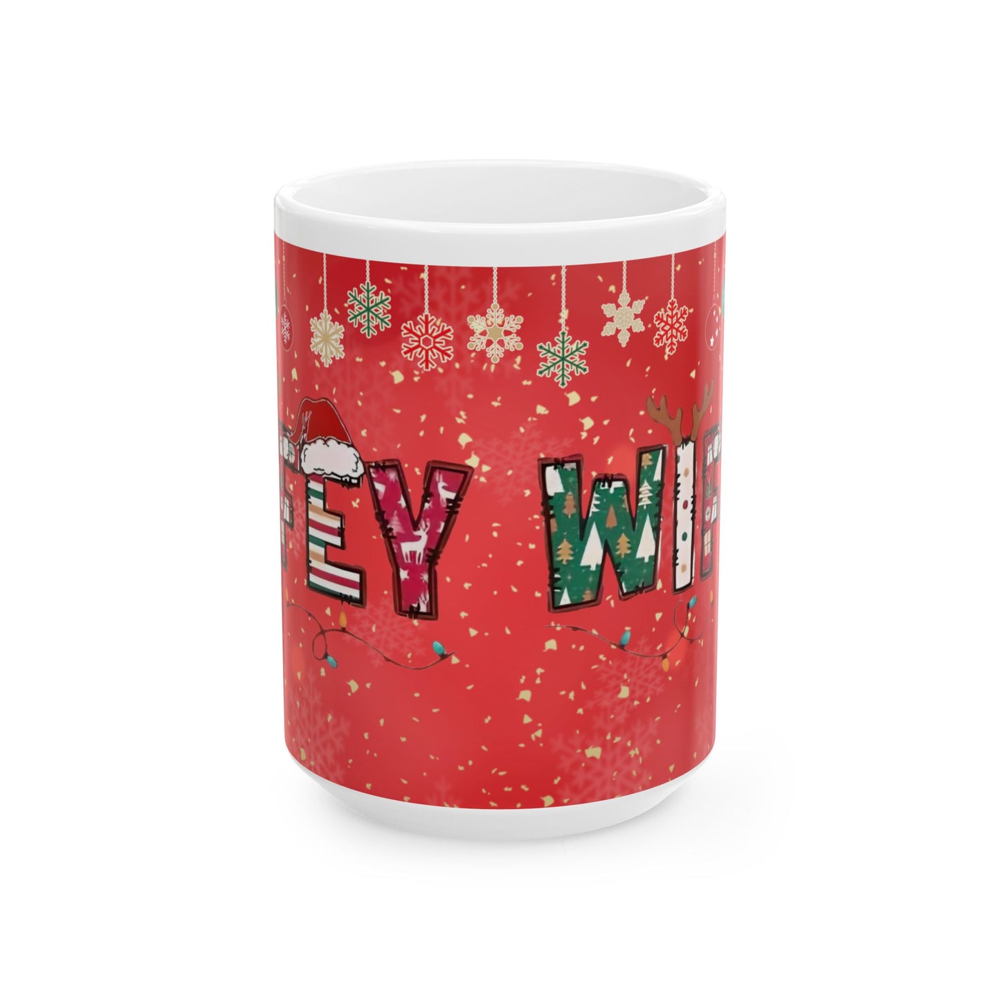 Christmas Mug, Red Ceramic Mug, Wifey Christmas Mug, 11oz, 15oz