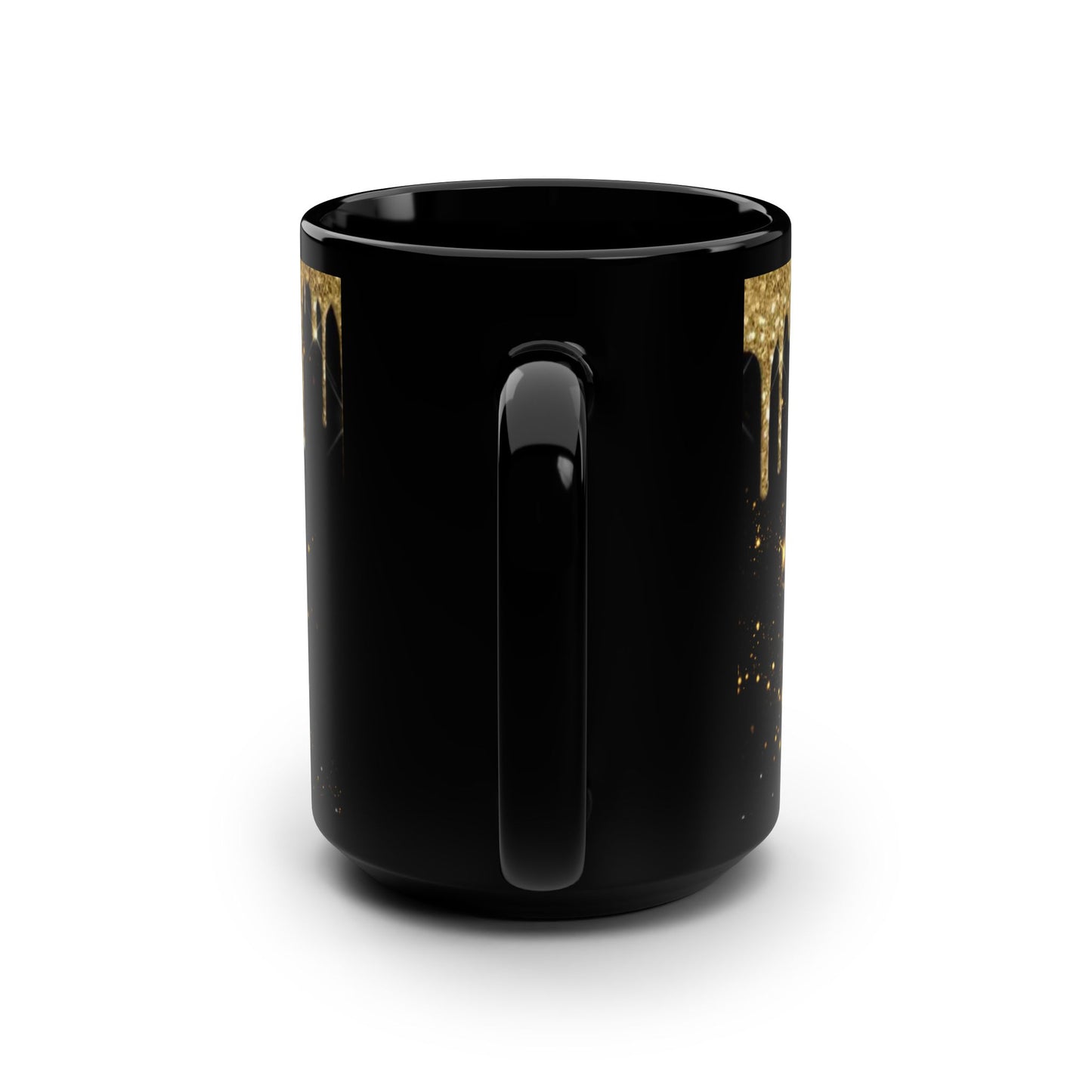 Basketball Mom Black Mug, 15oz with Dripping Gold Design and Sparkles - Gift for Sports Moms, Basketball Fans - Christmas Present, Birthday