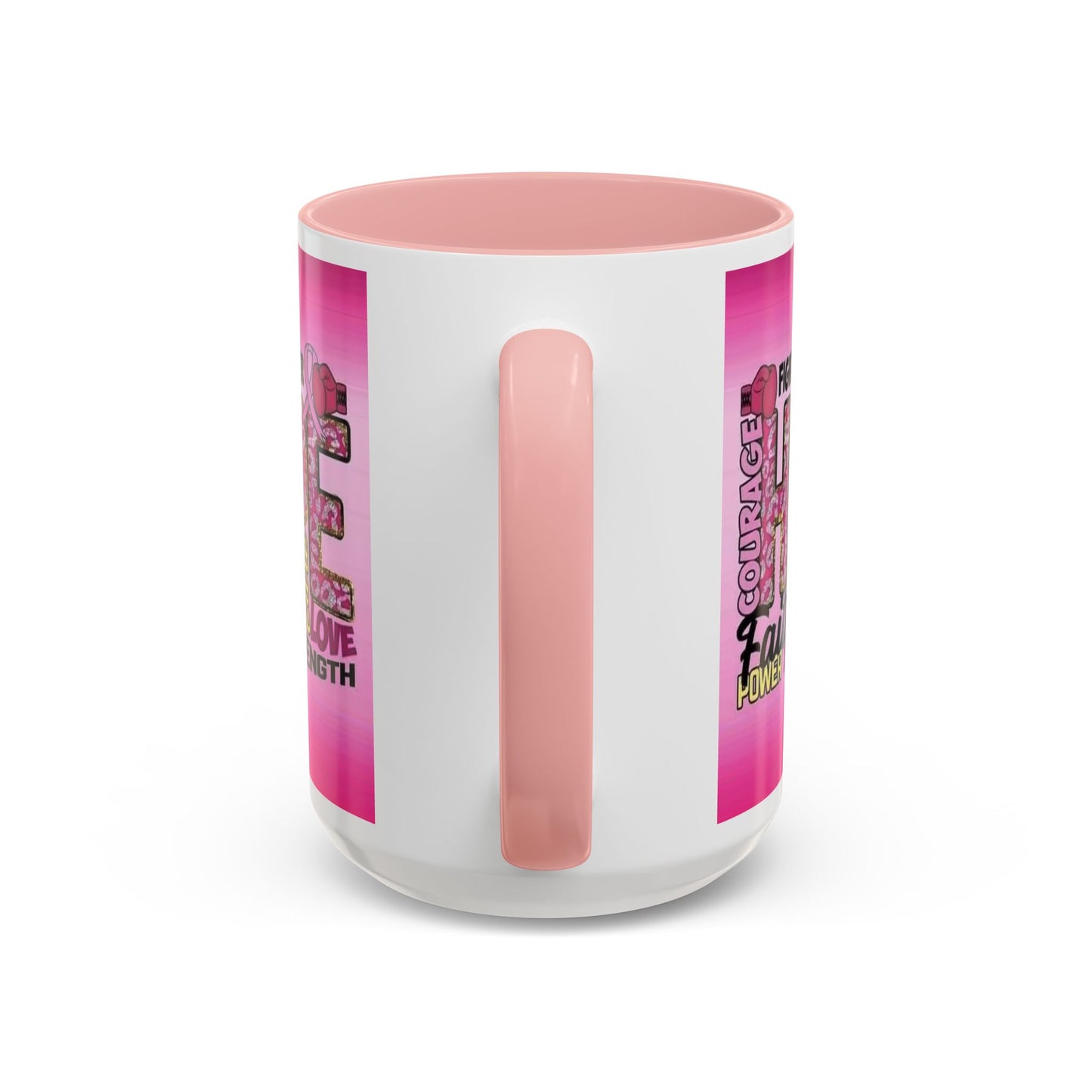 Pink Fight Breast Cancer Two Tone Coffee Mug (11, 15oz)