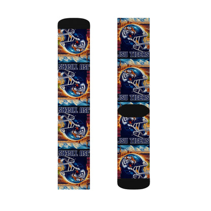 Sublimation Sock Design JSU Tigers Socks, Jackson State University Fan Gear, JSU Tiger Mascot Crew Socks, HBCU Pride Gift for Him or Her