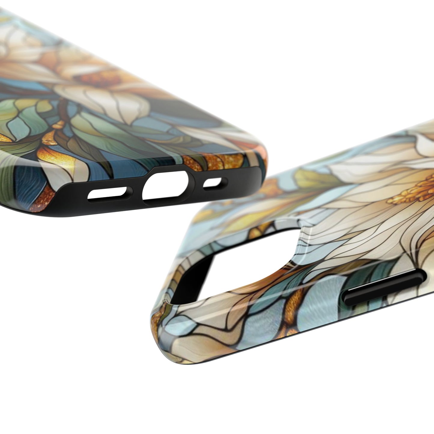 Stain glass Floral Design I-phone Case, Elegant Floral Tough Phone Case - Stylish Protection for Every Occasion, I-phone 13, 14, 15, 16