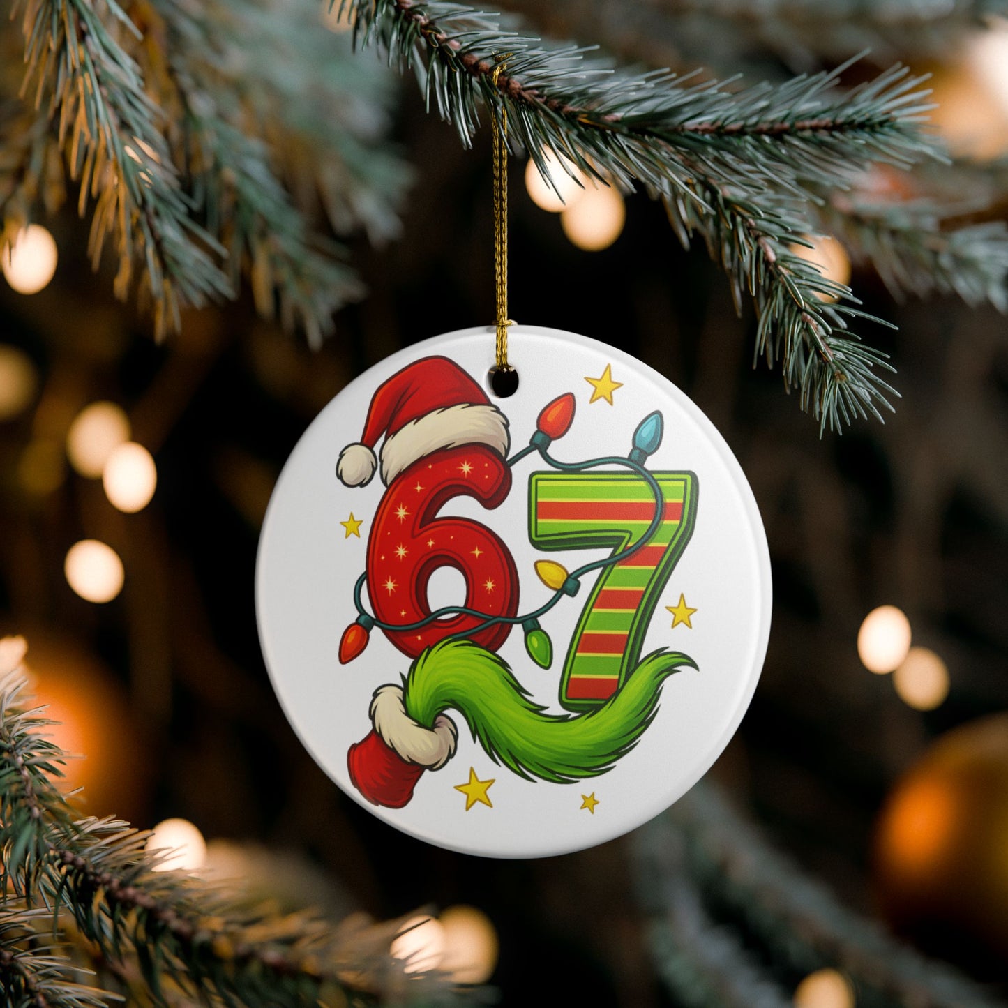 Christmas 67 Number Ornament ceramic ornament | Viral Holiday Decoration
