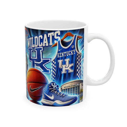University of Kentucky Mug, NCAA Basketball Coffee Cup, U of K Ceramic Mug, Wildcats Fan Gift, 11oz Coffee Cup