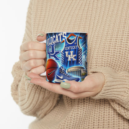 University of Kentucky Mug, NCAA Basketball Coffee Cup, U of K Ceramic Mug, Wildcats Fan Gift, 11oz Coffee Cup