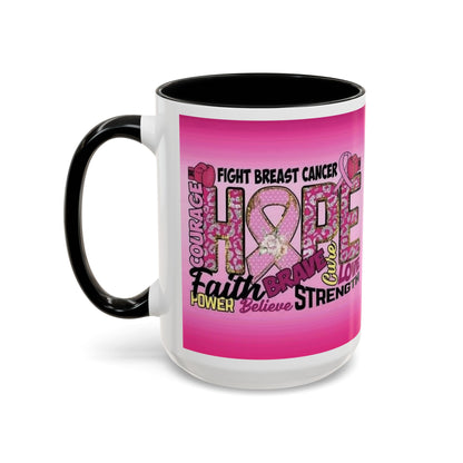 Pink Fight Breast Cancer Two Tone Coffee Mug (11, 15oz)