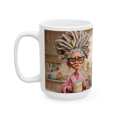 Whimsical Grandmother Ceramic Mug, Funny Gift, Home Decor, Dog Lover, Kitchen Accessory, Coffee Lover, Unique Present, Funny Coffee Mug