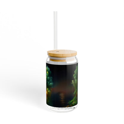 Mystical Nature Sipper Glass, 16oz, Unique Drinkware, Eco-Friendly Beverage Container, Spiritual Gift, Home Decor, Art Lover's Mug