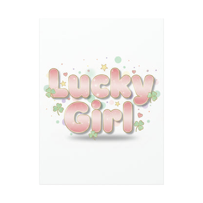 Lucky Girl mantra Canvas, Manifest Luck wall art | 2026 lucky charms, pastel metallic accents