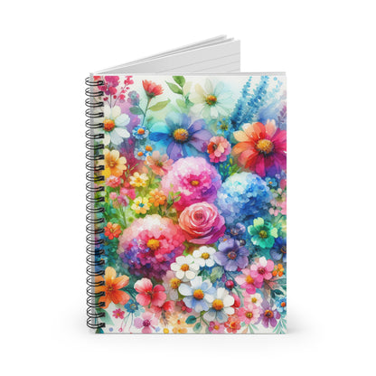 Vibrant Watercolor Floral Bouquet Spiral Notebook | Ruled
