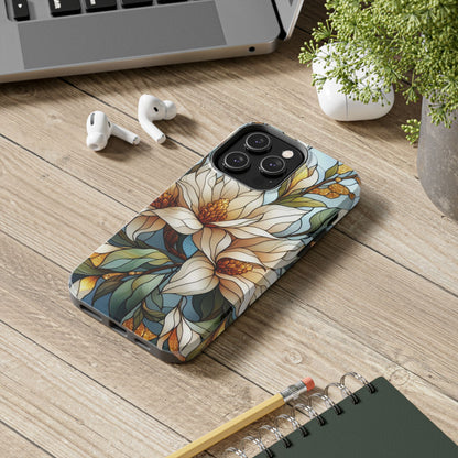 Stain glass Floral Design I-phone Case, Elegant Floral Tough Phone Case - Stylish Protection for Every Occasion, I-phone 13, 14, 15, 16