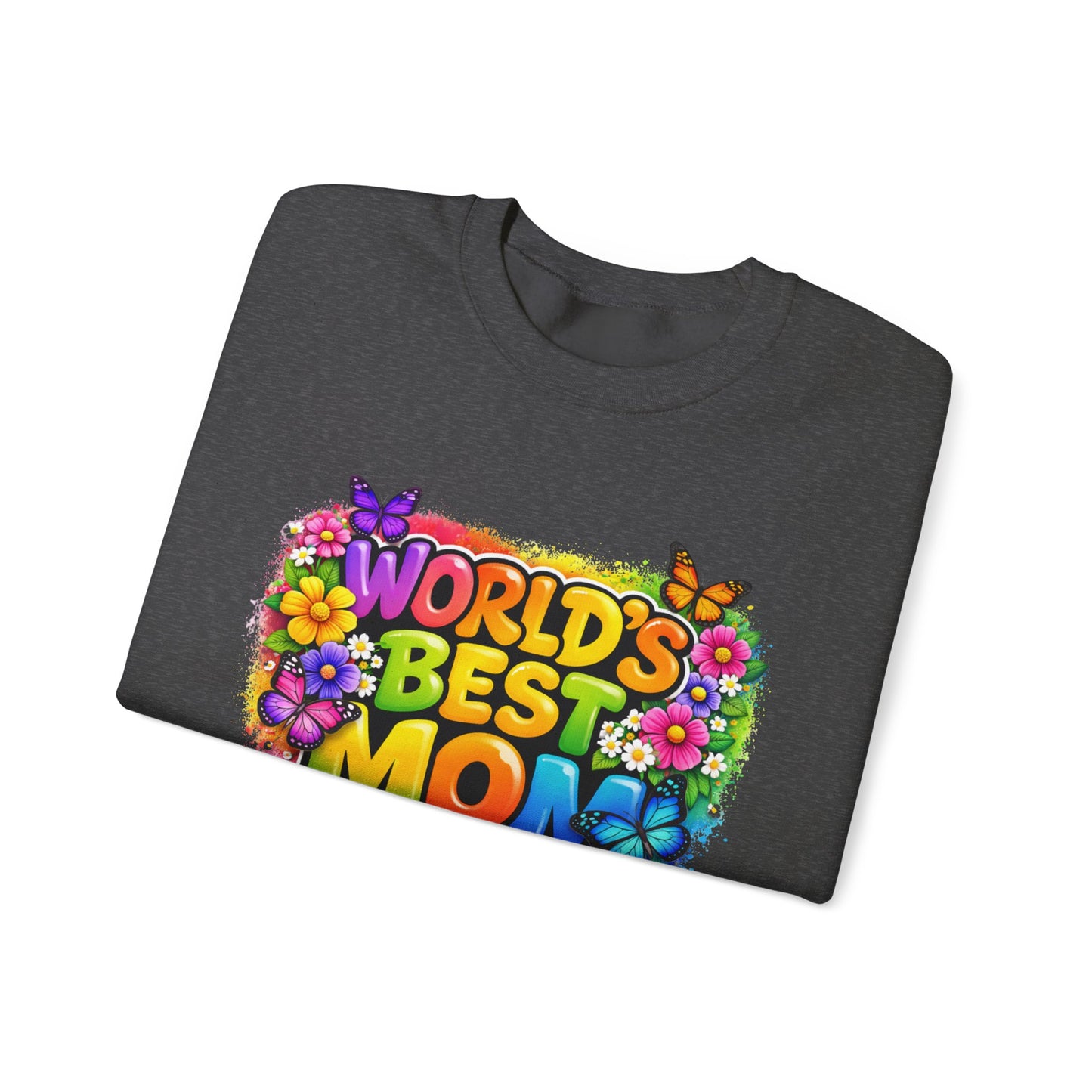 World's Best Mom sweatshirt | colorful floral butterfly retro text