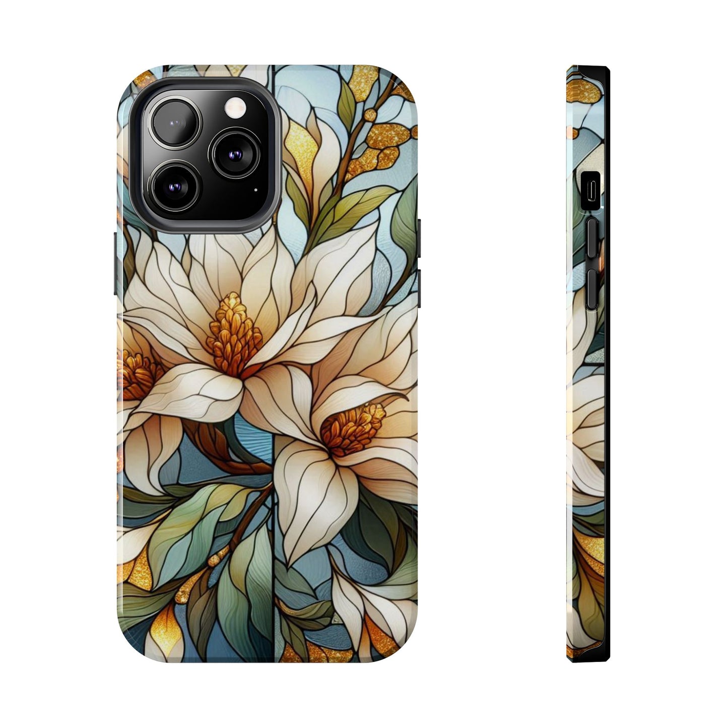 Stain glass Floral Design I-phone Case, Elegant Floral Tough Phone Case - Stylish Protection for Every Occasion, I-phone 13, 14, 15, 16