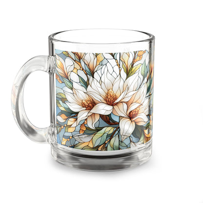 Floral Art Glass Mug - 10oz Tea or Coffee Cup, Gift for Tea Lovers, Botanical Drinkware, Floral Home Decor, Mother's Day Gift